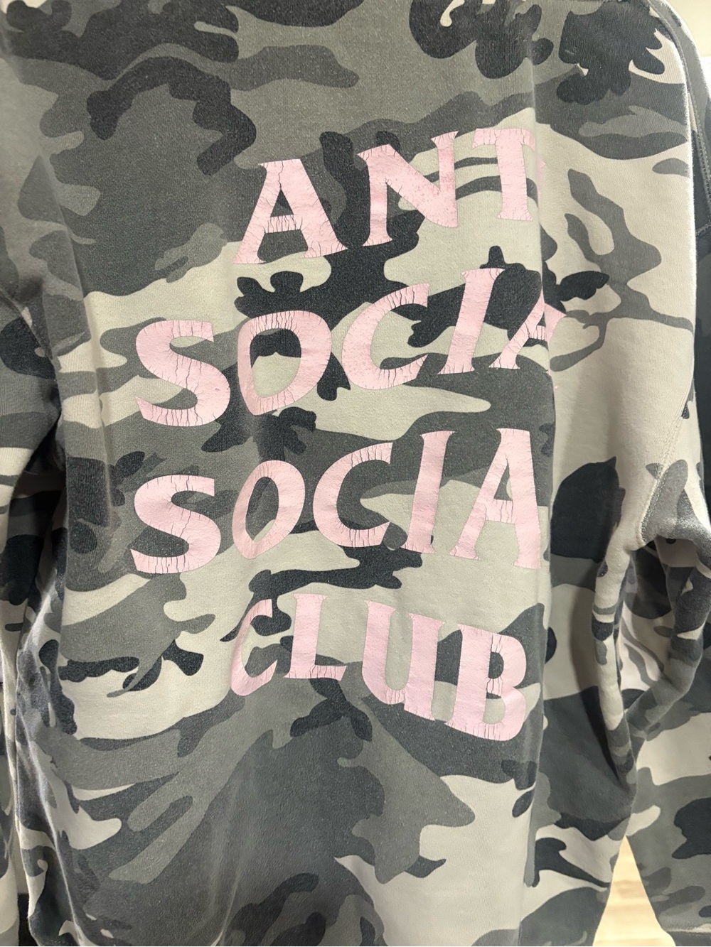 Anti Social Social Club Camo Hoodie with Pink Logo